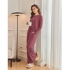Ekouaer Pajama Sets for Women Long Sleeve Sleepwear Crew Neck Pj Lounge Set(Red)