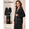 Ekouaer Womens Cotton Pajamas Set Long Sleeve Button Down Pjs with Pockets(Black)