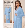 Ekouaer Womens Cotton Pajamas Set Long Sleeve Button Down Pjs with Pockets(Blue)