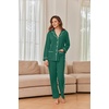 Ekouaer Womens Cotton Pajamas Set Long Sleeve Button Down Pjs with Pockets(Green)