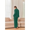 Ekouaer Womens Cotton Pajamas Set Long Sleeve Button Down Pjs with Pockets(Green)