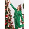 Ekouaer Womens Cotton Pajamas Set Long Sleeve Button Down Pjs with Pockets(Green Christmas)