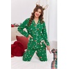Ekouaer Womens Cotton Pajamas Set Long Sleeve Button Down Pjs with Pockets(Green Christmas)