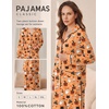 Ekouaer Womens Cotton Pajamas Set Long Sleeve Button Down Pjs with Pockets(Halloween)