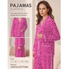 Ekouaer Womens Cotton Pajamas Set Long Sleeve Button Down Pjs with Pockets(Hot Pink Leopard)