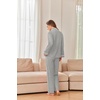 Ekouaer Womens Cotton Pajamas Set Long Sleeve Button Down Pjs with Pockets(Light Grey)