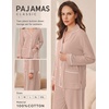 Ekouaer Womens Cotton Pajamas Set Long Sleeve Button Down Pjs with Pockets(Pink)