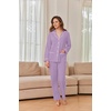 Ekouaer Womens Cotton Pajamas Set Long Sleeve Button Down Pjs with Pockets(Purple)