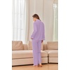 Ekouaer Womens Cotton Pajamas Set Long Sleeve Button Down Pjs with Pockets(Purple)