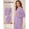 Ekouaer Womens Cotton Pajamas Set Long Sleeve Button Down Pjs with Pockets(Purple)