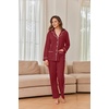 Ekouaer Womens Cotton Pajamas Set Long Sleeve Button Down Pjs with Pockets(Wine)