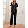 Ekouaer Womens Pajamas Set Short Sleeve Button Down Top & Pants Lounge Pjs(Black)