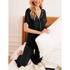Ekouaer Womens Pajamas Set Short Sleeve Button Down Top & Pants Lounge Pjs(Black)