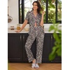 Ekouaer Womens Pajamas Set Short Sleeve Button Down Top & Pants Lounge Pjs(Brown Leopard 378)