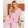 Ekouaer Womens Pajamas Set Short Sleeve Button Down Top & Pants Lounge Pjs(Carrot)