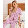 Ekouaer Womens Pajamas Set Short Sleeve Button Down Top & Pants Lounge Pjs(Clouds)