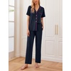 Ekouaer Womens Pajamas Set Short Sleeve Button Down Top & Pants Lounge Pjs(Dark Slate)