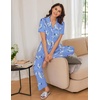 Ekouaer Womens Pajamas Set Short Sleeve Button Down Top & Pants Lounge Pjs(Flying Flowers)