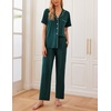 Ekouaer Womens Pajamas Set Short Sleeve Button Down Top & Pants Lounge Pjs(Green)