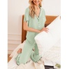 Ekouaer Womens Pajamas Set Short Sleeve Button Down Top & Pants Lounge Pjs(Ice Green)