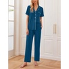 Ekouaer Womens Pajamas Set Short Sleeve Button Down Top & Pants Lounge Pjs(Indigo)