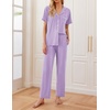 Ekouaer Womens Pajamas Set Short Sleeve Button Down Top & Pants Lounge Pjs(Light Purple)