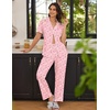 Ekouaer Womens Pajamas Set Short Sleeve Button Down Top & Pants Lounge Pjs(Love Heart)
