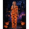Ekouaer Womens Pajamas Set Short Sleeve Button Down Top & Pants Lounge Pjs(Orange Halloween 2026)