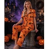 Ekouaer Womens Pajamas Set Short Sleeve Button Down Top & Pants Lounge Pjs(Orange Halloween 2026)