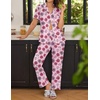 Ekouaer Womens Pajamas Set Short Sleeve Button Down Top & Pants Lounge Pjs(Painting Rose)