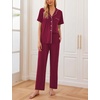 Ekouaer Womens Pajamas Set Short Sleeve Button Down Top & Pants Lounge Pjs(Red)