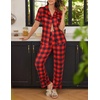 Ekouaer Womens Pajamas Set Short Sleeve Button Down Top & Pants Lounge Pjs(Red Plaid Gz1)