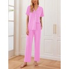 Ekouaer Womens Pajamas Set Short Sleeve Button Down Top & Pants Lounge Pjs(Rose)