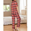 Ekouaer Womens Pajamas Set Short Sleeve Button Down Top & Pants Lounge Pjs(Small Red Black Plaid)