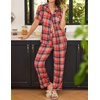 Ekouaer Womens Pajamas Set Short Sleeve Button Down Top & Pants Lounge Pjs(Small Red Black Plaid)