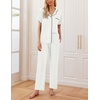 Ekouaer Womens Pajamas Set Short Sleeve Button Down Top & Pants Lounge Pjs(White)