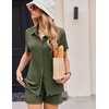 Ekouaer Womens Ribbed Knit Lounge Set Short Sleeve Button Down Top and Shorts Pajama Set 2 Piece Sleepwear Outfits Set