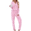 Ekouaer Womens Cotton Pajamas Set Long Sleeve Button Down Pjs with Pockets(Bow)