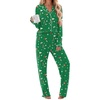 Ekouaer Womens Cotton Pajamas Set Long Sleeve Button Down Pjs with Pockets(Green Christmas)