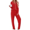 Ekouaer Womens Cotton Pajamas Set Long Sleeve Button Down Pjs with Pockets(Red)