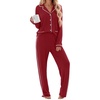 Ekouaer Womens Cotton Pajamas Set Long Sleeve Button Down Pjs with Pockets(Wine)