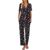 Ekouaer Womens Pajamas Set Short Sleeve Button Down Top & Pants Lounge Pjs(Black Cherry Fp14)