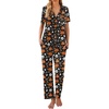 Ekouaer Womens Pajamas Set Short Sleeve Button Down Top & Pants Lounge Pjs(Black Halloween 2026)