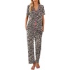Ekouaer Womens Pajamas Set Short Sleeve Button Down Top & Pants Lounge Pjs(Brown Leopard 378)