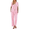 Ekouaer Womens Pajamas Set Short Sleeve Button Down Top & Pants Lounge Pjs(Carrot)