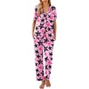 Ekouaer Womens Pajamas Set Short Sleeve Button Down Top & Pants Lounge Pjs(Five-pointed Star)