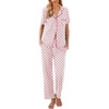 Ekouaer Womens Pajamas Set Short Sleeve Button Down Top & Pants Lounge Pjs(Flowers Bf376)