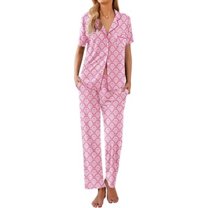 Ekouaer Womens Pajamas Set Short Sleeve Button Down Top & Pants Lounge Pjs(Clouds)