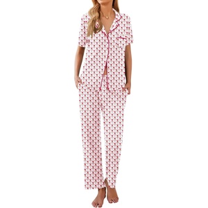 Ekouaer Womens Pajamas Set Short Sleeve Button Down Top & Pants Lounge Pjs(Flowers Bf376)