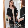 Ekouaer Zip Up Robes for Women Short Zipper Front House Coats with Pockets(Black Butterfly)